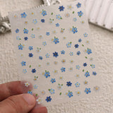 JMEOWIO 3D Nagelsticker Blumen Nail Art Sticker Selbstklebend Nagelaufkleber 5D Stereoskopisch Frühling Sommer Blumen Dekoration Nageldesign Zubehör 4 Blatt