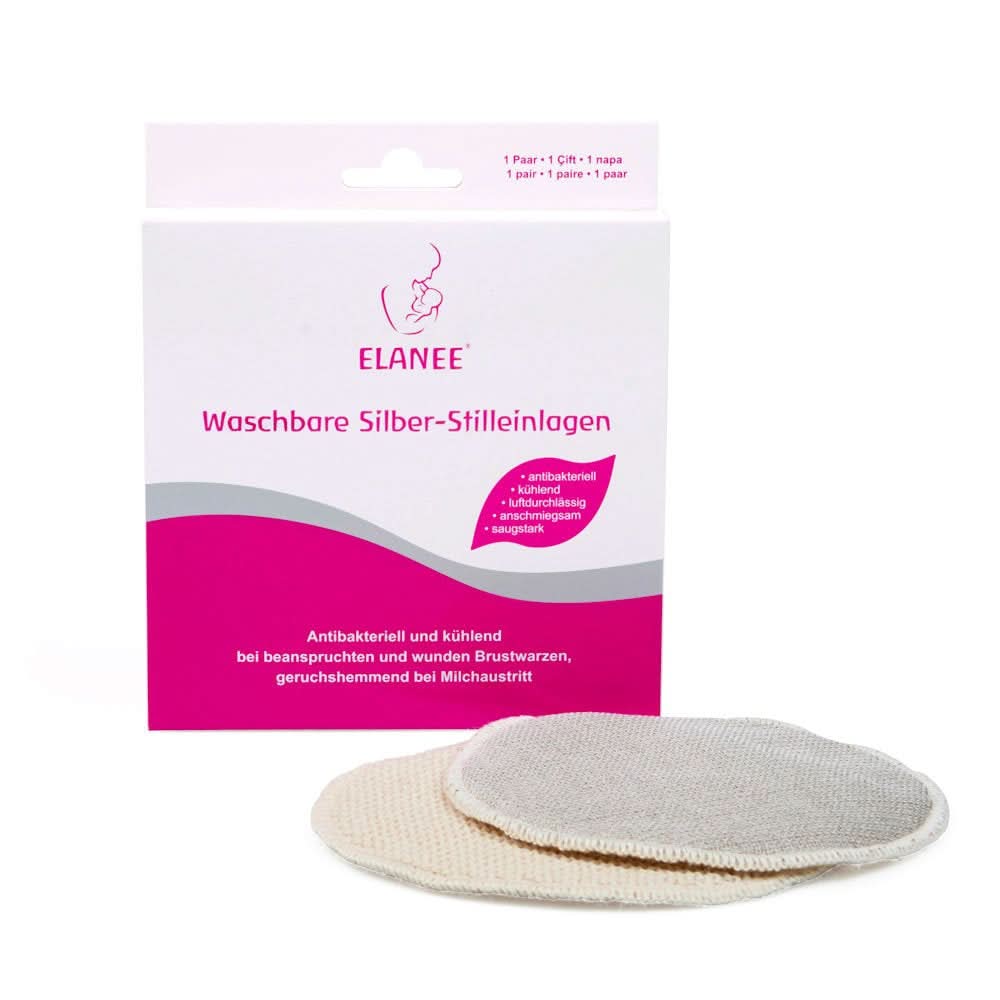ELANEE Stilleinlagen, silber, antibakteriell und waschbar – Weiche und erfrischende Lebensmittel und Stillzubehör Bebe Naty Shop 2 Stück (1 Packung)