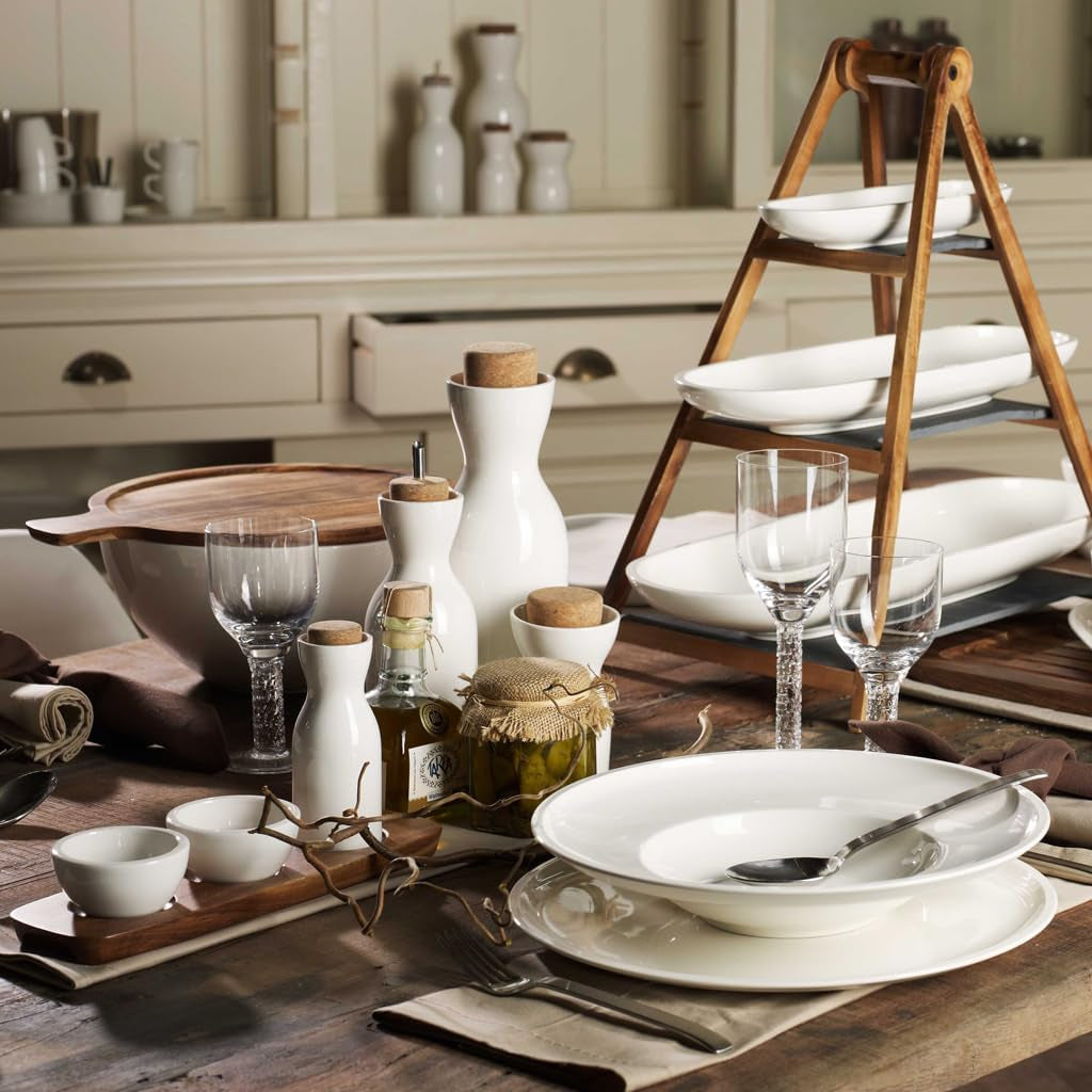 Villeroy & Boch - Artesano 6-teiliges Geschirrset für 2 Personen, weiß, spülmaschinenfest, mikrowellengeeignet, Besteckset, Tellerset, Speiseteller, Frühstücksteller, Speiseteller, Premium-Porzellan