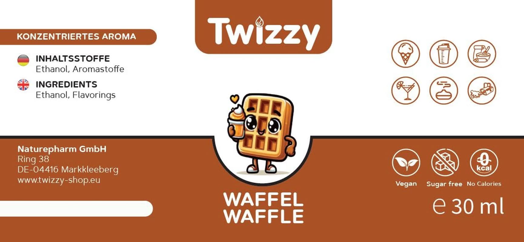 Twizzy Waffel-Lebensmittelaroma – 30 ml – Intensives Aroma – Ideal zum Backen Arome Naty Shop