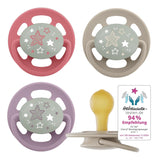 nip - Kirschgrün | 0-6 Monate | 4 Stück | Finden Sie heraus, was Sie tun können, und helfen Sie Ihnen dabei. Suzetă sustenabilă, Herstellung Ihres Materials aus erstklassiger Natur, grün/grau