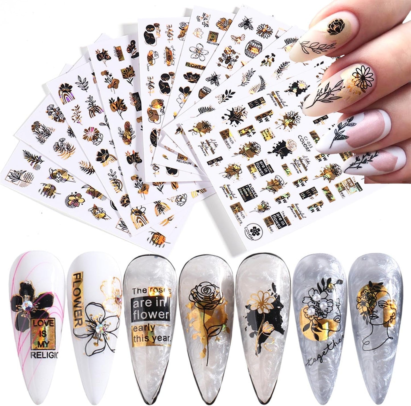 GZMAYUEN 12 Farben Französische Nagelaufkleber, 3D-Nagelaufkleber mit französischem Farbverlauf, selbstklebendes Nageldesign, Nagelzubehör