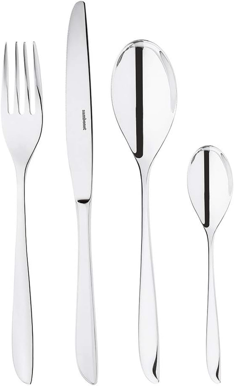 Sambonet 52163-81 Leaf – Monoblock-Besteckset aus 18/10 Edelstahl Naty Shop-Set für 6 Personen – 24-teilig