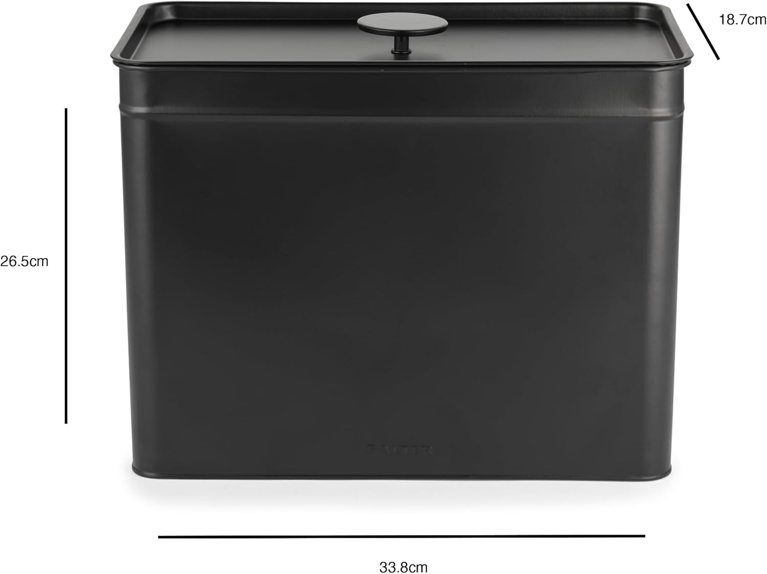 Salter BW12614EU7 Kuro-Aufbewahrungsbox-Set – 4 Küchenbehälter, Brot/Tee/Kaffee/Zucker, quadratische Organizer-Boxen, leicht zu reinigen, hält Lebensmittel frisch, schwarze Lebensmittel-Aufbewahrungsboxen, Naty Shop