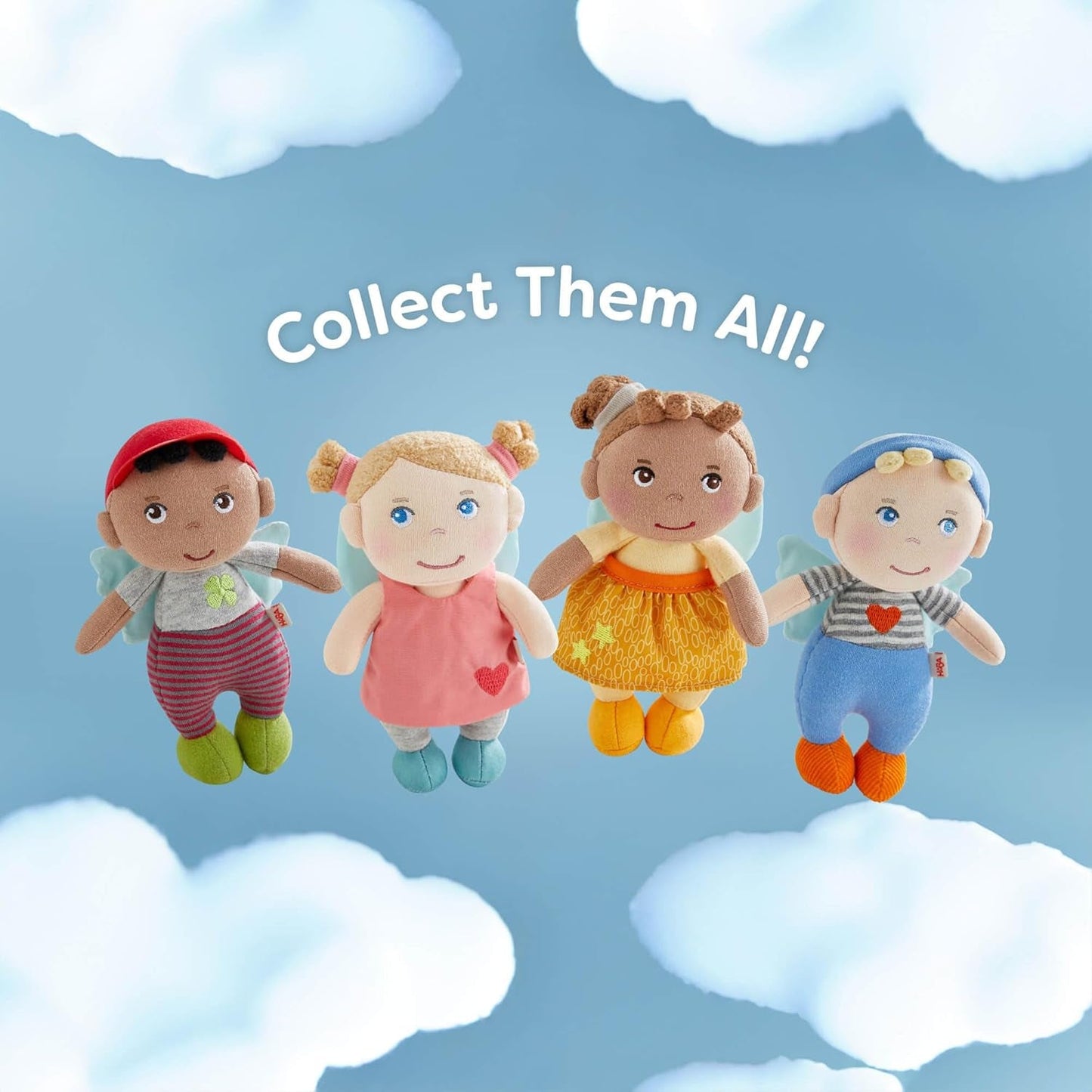 HABA Schutzengel Lore – Flauschige Textilpuppe (15 cm), perfektes Willkommensgeschenk für Babys und Kleinkinder – Waschbar bei 30 °C – 2011870001