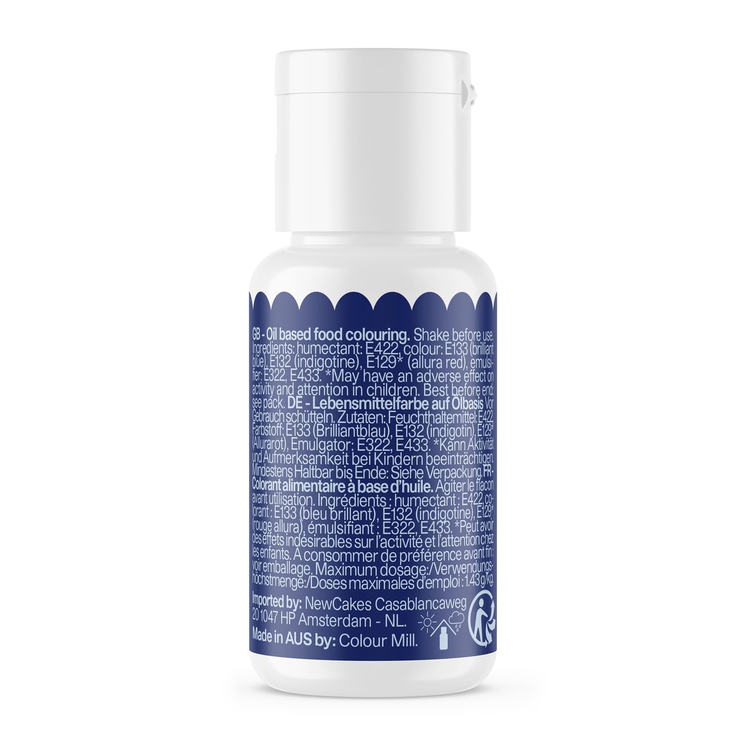 Color Mill Blend Lebensmittelfarbe auf Ölbasis, marineblaue Farbe – Lebensmittelfarbe für Schokolade, Fondant, Muffins, Kuchen, Backen, Makronen – Lebensmittelfarbe zum Dekorieren von Kuchen – 100 ml