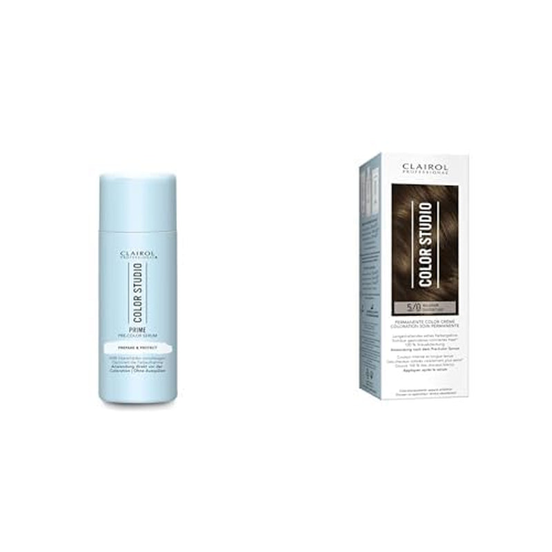 Color Studio Haarfarben-Set – Haarserum zur Verhinderung von Farbschäden (50 ml) + 5/0 hellbraune Haarfarbe (110 ml) – mit metallischem Reiniger für 6 x weniger Haarbruch. Naty Shop Haarfarbe Standardtitel