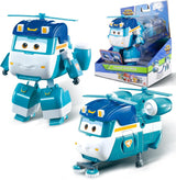 Super Wings 5" Transforming Characters 2er-Pack Transforming Supercharged Jett + Tino Transformer Spielzeug für Jungen und Mädchen ab 3 Jahren Rote Actionfiguren Naty Shop Glitter