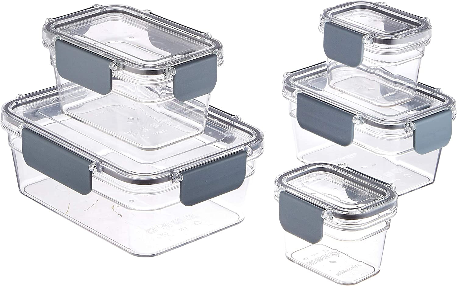 Amazon Basics Tritan-Frischhaltedosen mit Verschluss, 11er-Pack, (11 Boxen + 11 Deckel), durchsichtige Frischhaltedosen Naty Shop 10er-Pack