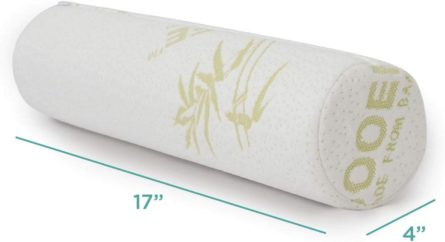 Milliard Viscoschaum-Nackenrolle mit waschbarem Bezug, Öko-Tex-zertifiziert, mittlerer Härtegrad, 10 x 43 cm, perfekt für Allergien, Reisekissen, rundes Nackenkissen, Positionierungsrolle, Knierolle, orthopädische Nackenkissen, Naty Shop