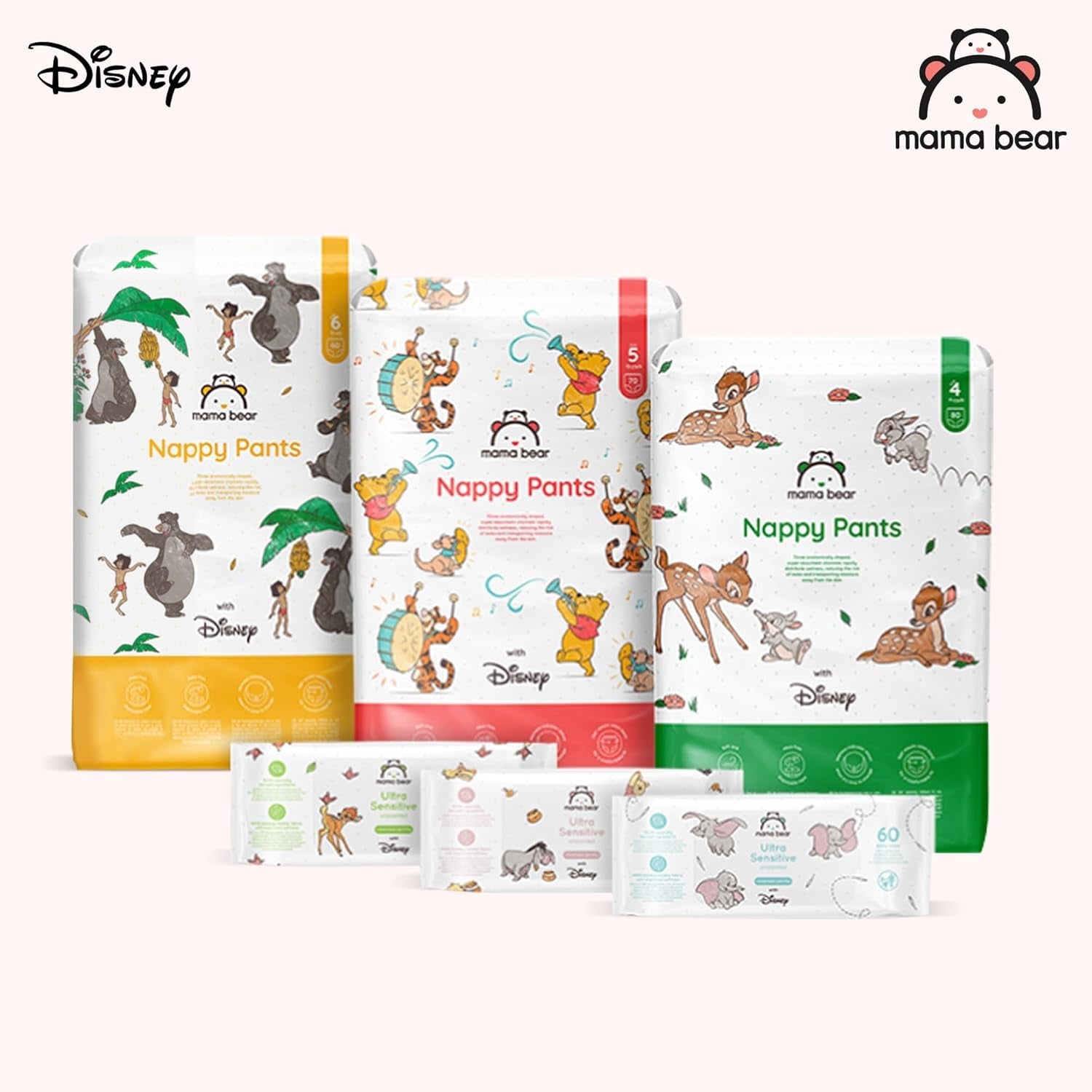 Amazon-Marke: Mama Bear Disney Windeln, Größe 5 (12–17 kg) – Monatsbox, Weiß, 140 Stück (2 Packungen mit 70 Stück)