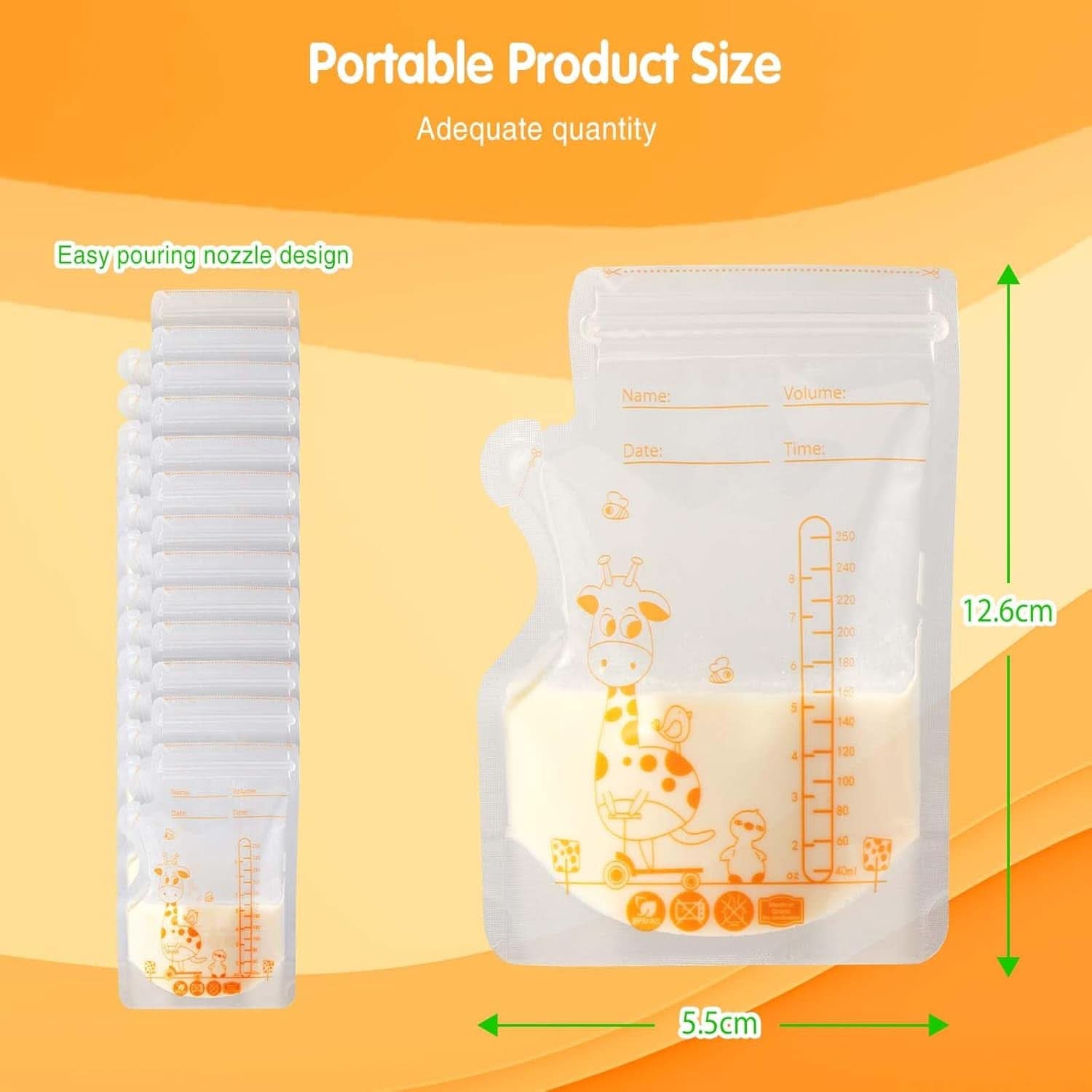 Vinabo 50 Stück Muttermilchbeutel, 250Ml Bpa-Free Muttermilk Storage Bag, Milchbeutel Für Muttermilch Mit Ausgießer Für Das Stillen, Selbststehender, Kann Eingefroren Werden, Vorsterilisiert Accessories Food and Breastfeeding Baby Naty Shop