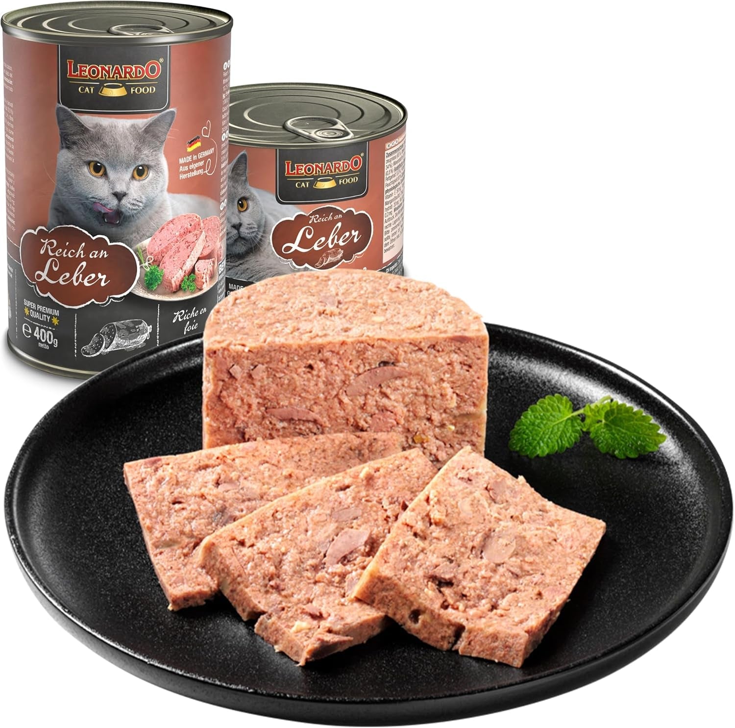 LEONARDO Nassfutter [6x400g Leber] | Nasses, getreidefreies Katzenfutter | Komplettes Nassfutter in Dosen