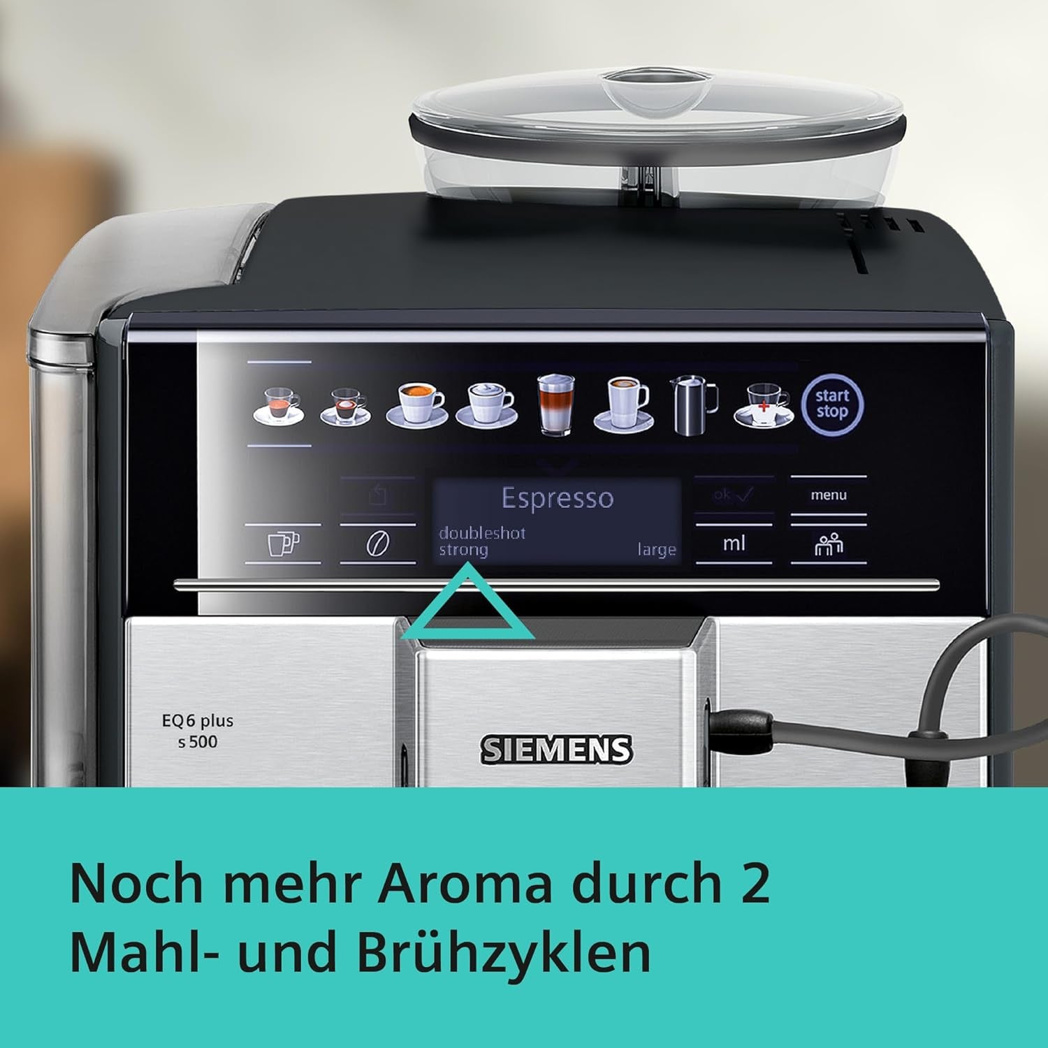 Siemens EQ.6 plus s300 Espressoautomat TE653501DE, für viele Kaffeespezialitäten, Milchaufschäumer, Keramikmahlwerk, Doppelkaffeefunktion, Antikalk, automatische Dampfreinigung, 1500 W, Silber