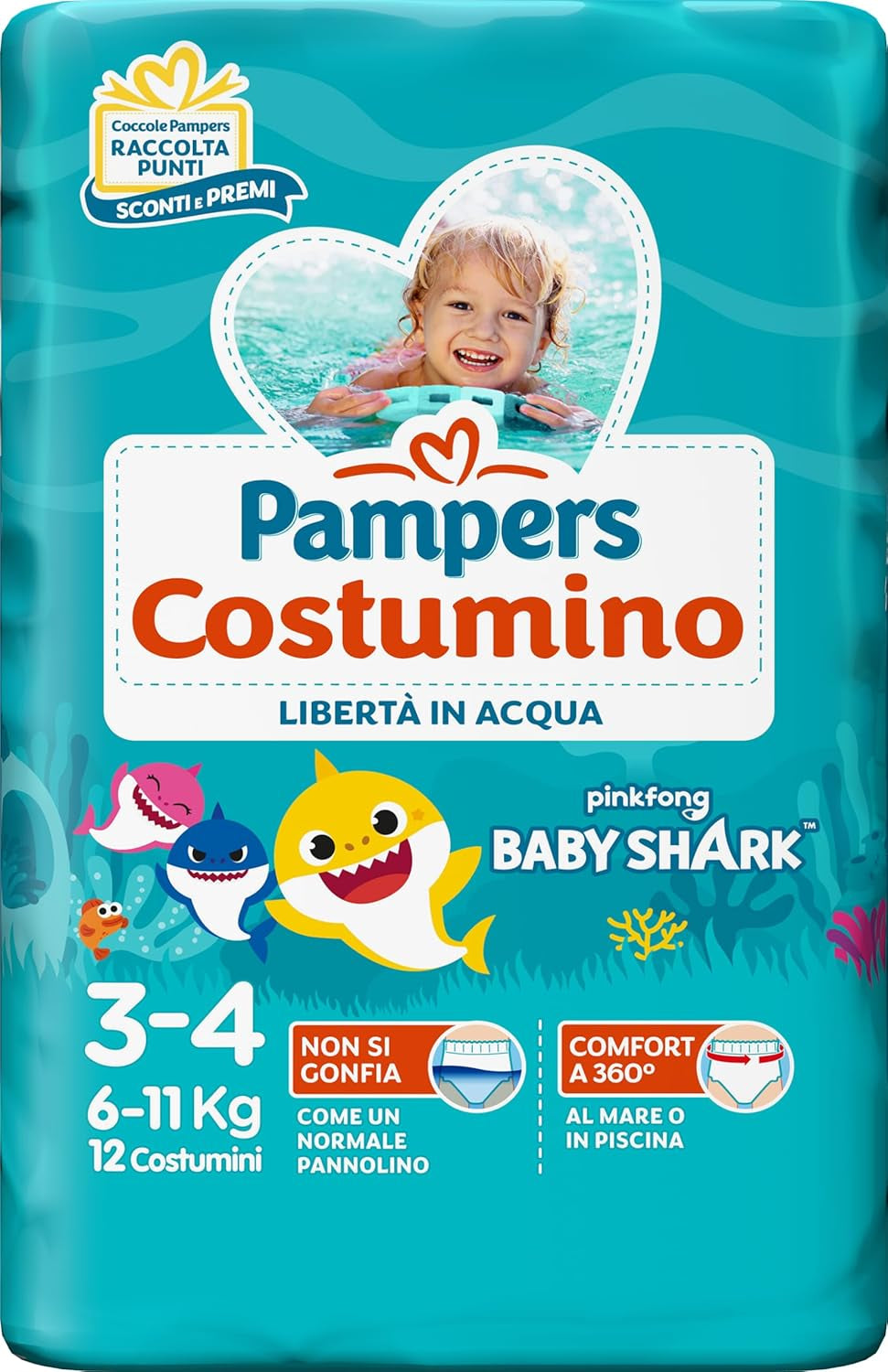 Pampers Il Costumi, 12 Stück, Größe 3 (6-11 kg)