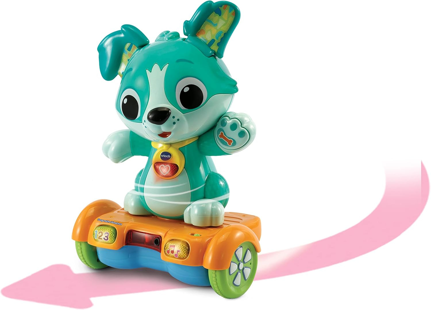 Vtech Baby Catch Me Puppy – Motorisierter Hoverboard-Welpe fördert die Bewegung – Mit beweglichen Ohren, Liedern, Geräuschen und Lerninhalten – Für Kinder im Alter von 12–36 Monaten. Bebe Toys Naty Shop