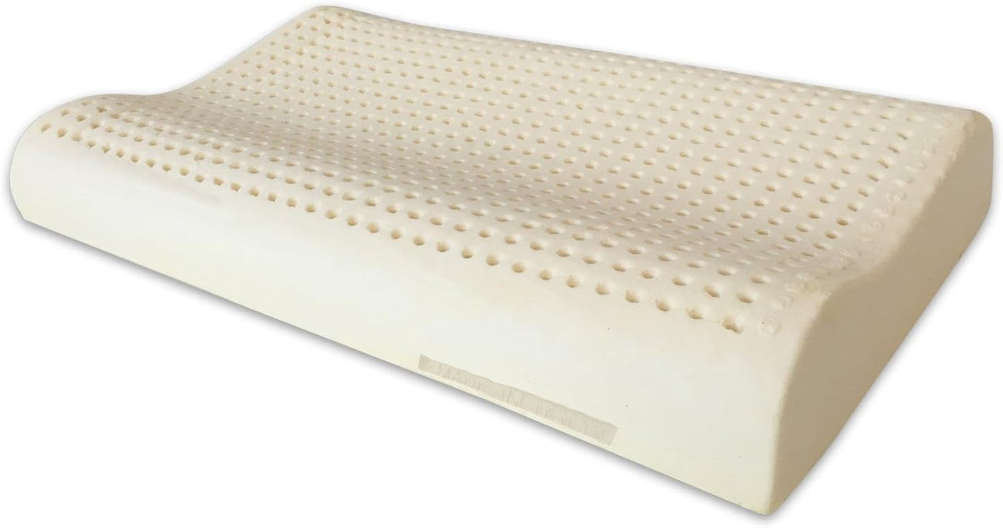 Naturlatex-Kissen, Doppelwellen-Modell – perforiertes Latex-Kissen, extrem atmungsaktiv, natürliche und gesunde Erholung – höchster Komfort, ergonomisch, antibakteriell – 100 % hergestellt in Italien. Naty Shop Standard-Kissen. Standardtitel