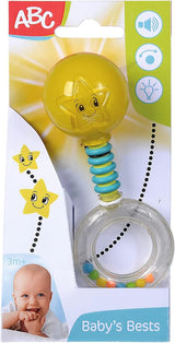 Simba 104010060 - ABC Leuchtrassel, leuchtet beim Schütteln, 14cm, Babyspielzeug, Babyrassel, Erstausstattung, ab 3 Monaten, gelb Jucarii Bebe Naty Shop Standardtitel