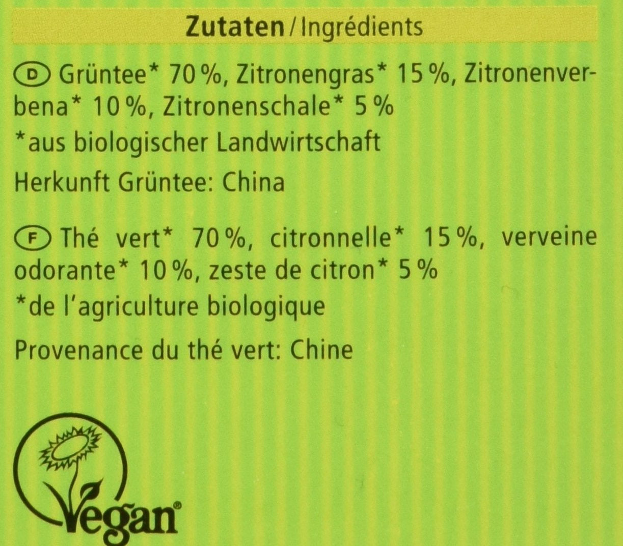 Bio-Grüntee mit Zitrone, 20 Beutel, 40 g