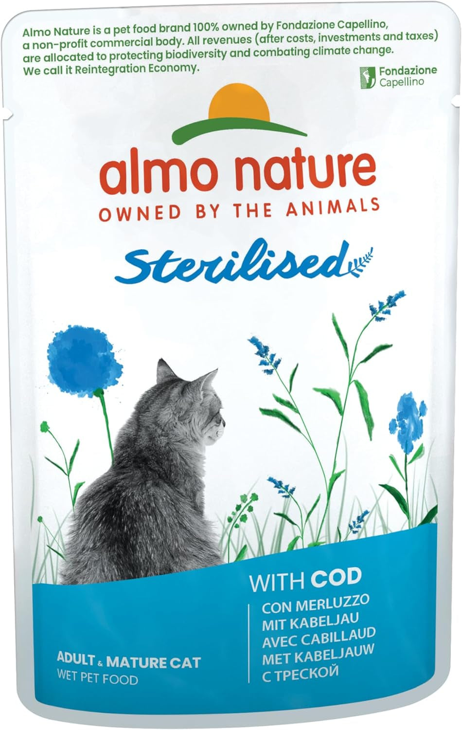 Almo Nature Functional – Sterilisiert – Nassfutter für ausgewachsene und ältere Katzen, sterilisiert oder weniger aktiv – mit Kabeljau und Huhn – Fettarm, feuchtigkeitsspendend – 70 g (6er-Pack)