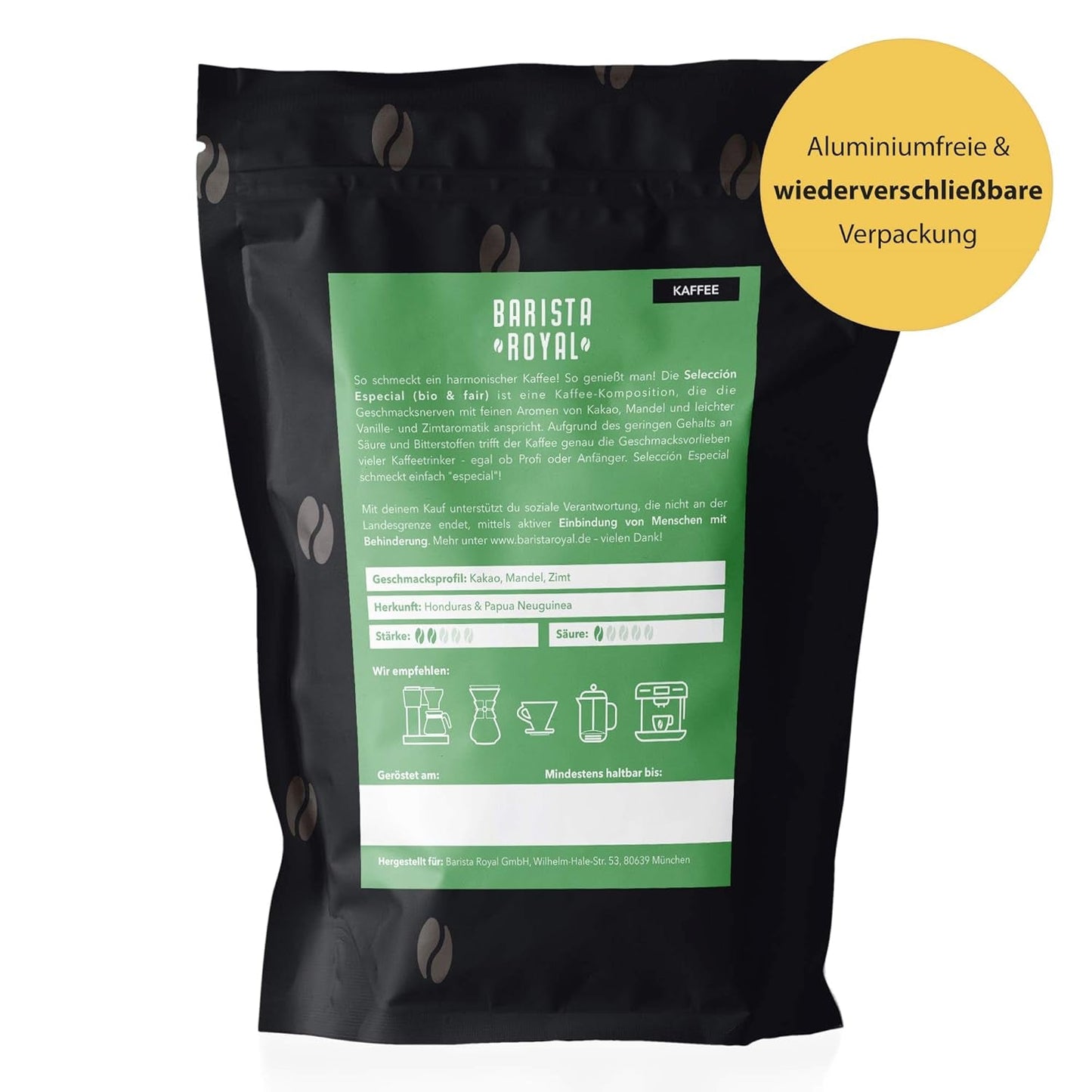 BARISTA ROYAL Bio Kaffeebohnen 1kg „Special Selection“ | Frische Kaffeebohnen direkt gehandelt | 70 % Arabica, 30 % Robusta Kaffee ganze Bohnen | Ideal für Vollautomaten und Filtermaschinen