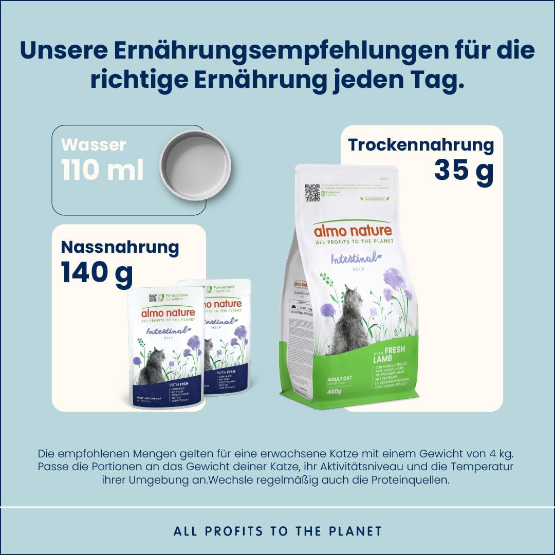 Almo Nature Functional – Darmhilfe – Nassfutter für erwachsene Katzen mit empfindlichem Darm – mit Fisch und Geflügel – unterstützt das Mikrobiom – 70 g (6er-Pack)
