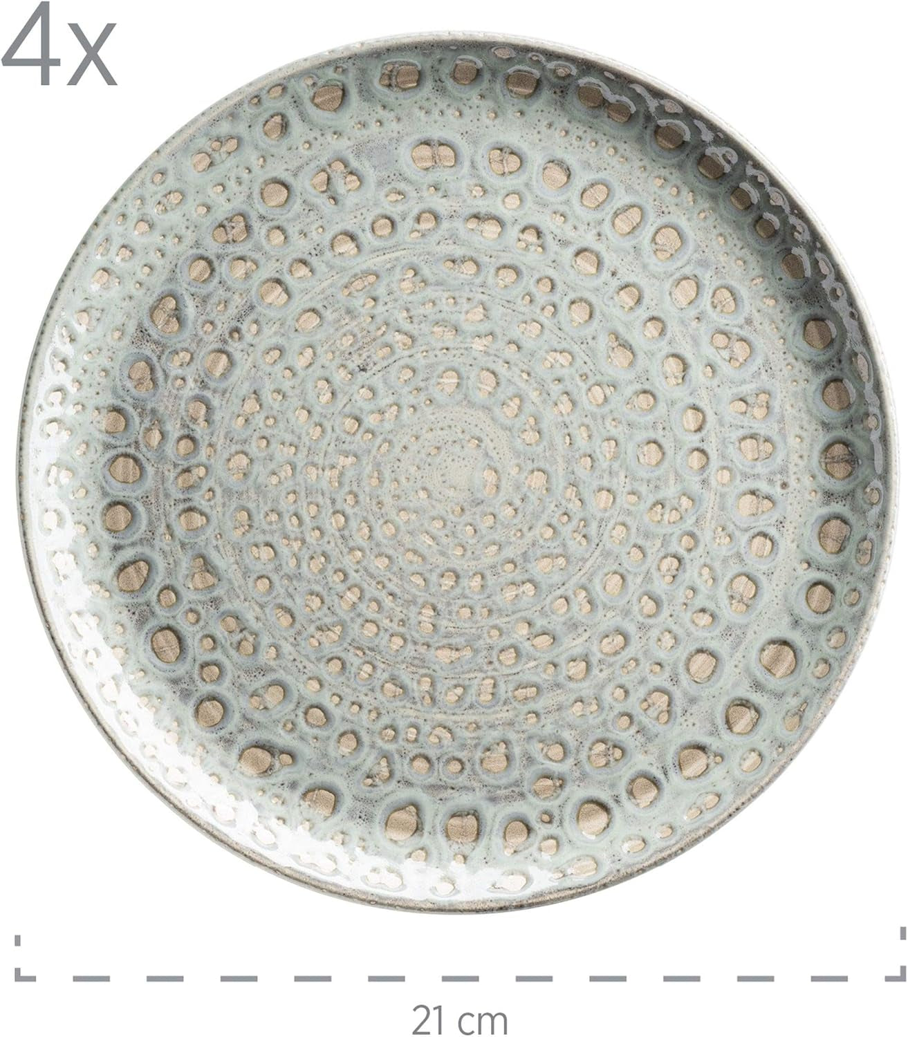 MÄSER 931744 Spicy Market Serie, handbemaltes Geschirrset für 4 Personen im mediterranen Vintage-Design, 16-teiliges Keramik-Kombinationsset, grün, Steinzeug