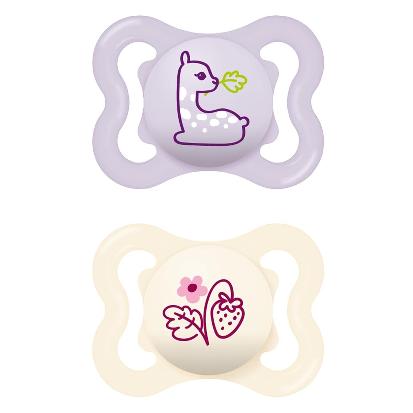 MAM Air Silikon-Schnuller, 2er-Pack, extra leichtes und luftiges Design, zahnfreundlicher Baby-Schnuller aus MAM SkinSoft-Spezialsilikon, mit Schnullerbox, 6-16 Monate, Bär/Nashorn