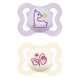 MAM Air Silikon-Schnuller, 2er-Pack, extra leichtes und luftiges Design, zahnfreundlicher Baby-Schnuller aus MAM SkinSoft-Spezialsilikon, mit Schnullerbox, 6-16 Monate, Bär/Nashorn