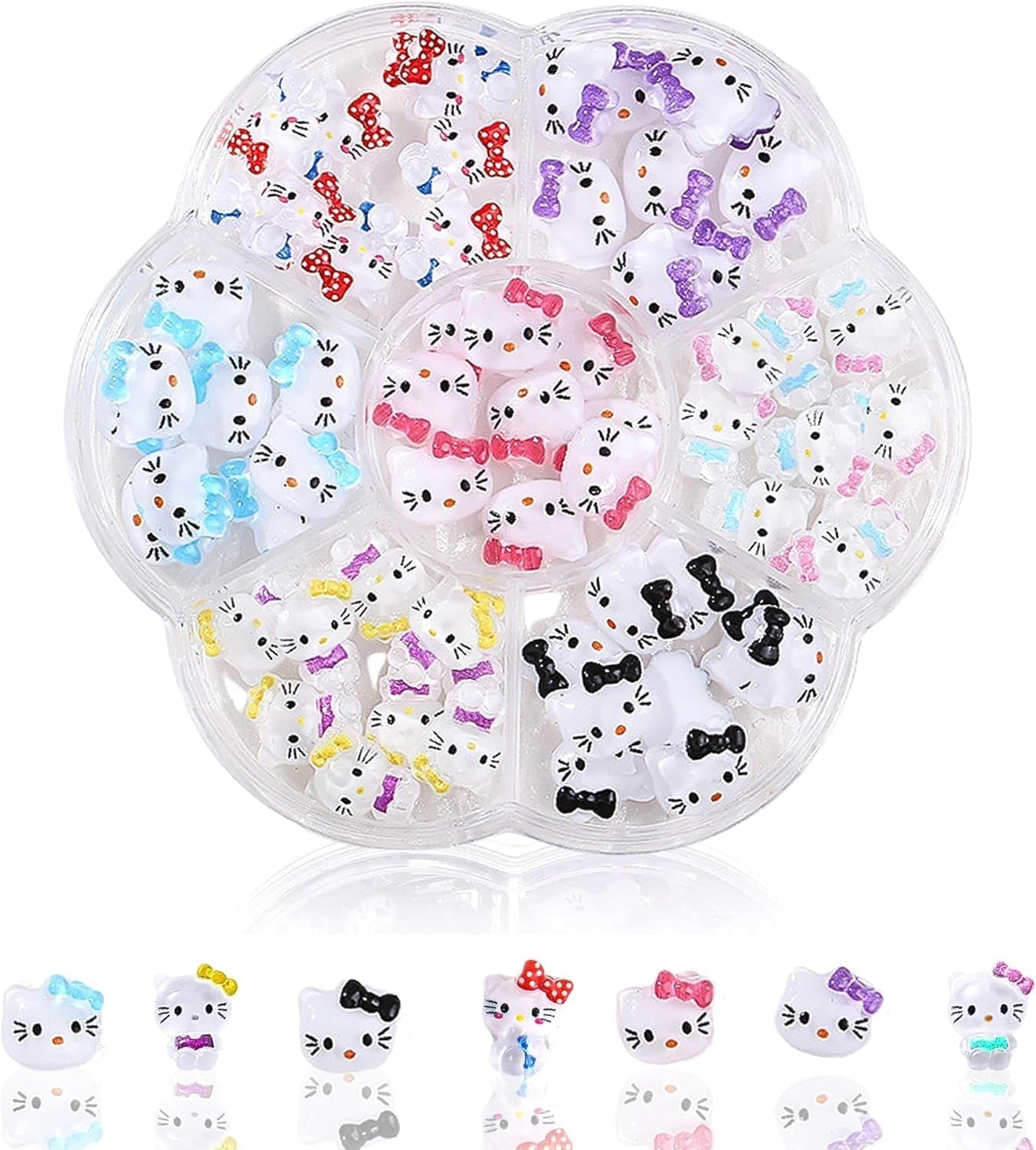 3D-Katzen-Nagelaufkleber, Nagelglitzer, Pailletten, Kunstharz-Nagelaufkleber, Nageledelsteine, Diamanten für Nagelkunst, inklusive Strass-Nagelwachsstift (Bunte Katze)