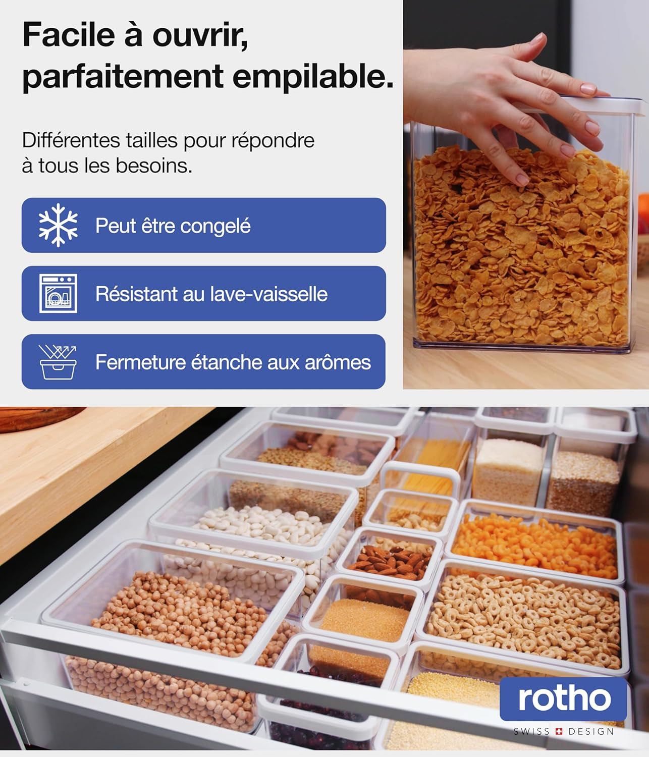 Rotho Loft 5er-Set Vorratsdosen mit Deckel, verschiedene Größen, BPA-freier Lebensmittelkunststoff (PP), transparent/rot, (21,4 x 21,4 x 23,5 cm) Frischhaltedosen Naty Shop