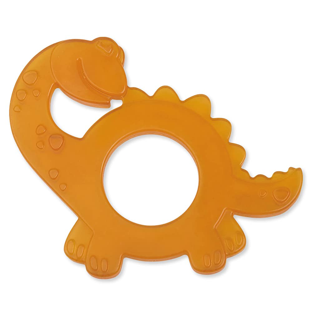 GRÜNSPECHT Bio-Beißring aus Naturkautschuk für zahnende Babys, massiert das Zahnfleisch, BPA-frei, weich, fördert die Feinmotorik, Dinosaurier-Muster (639-V1)