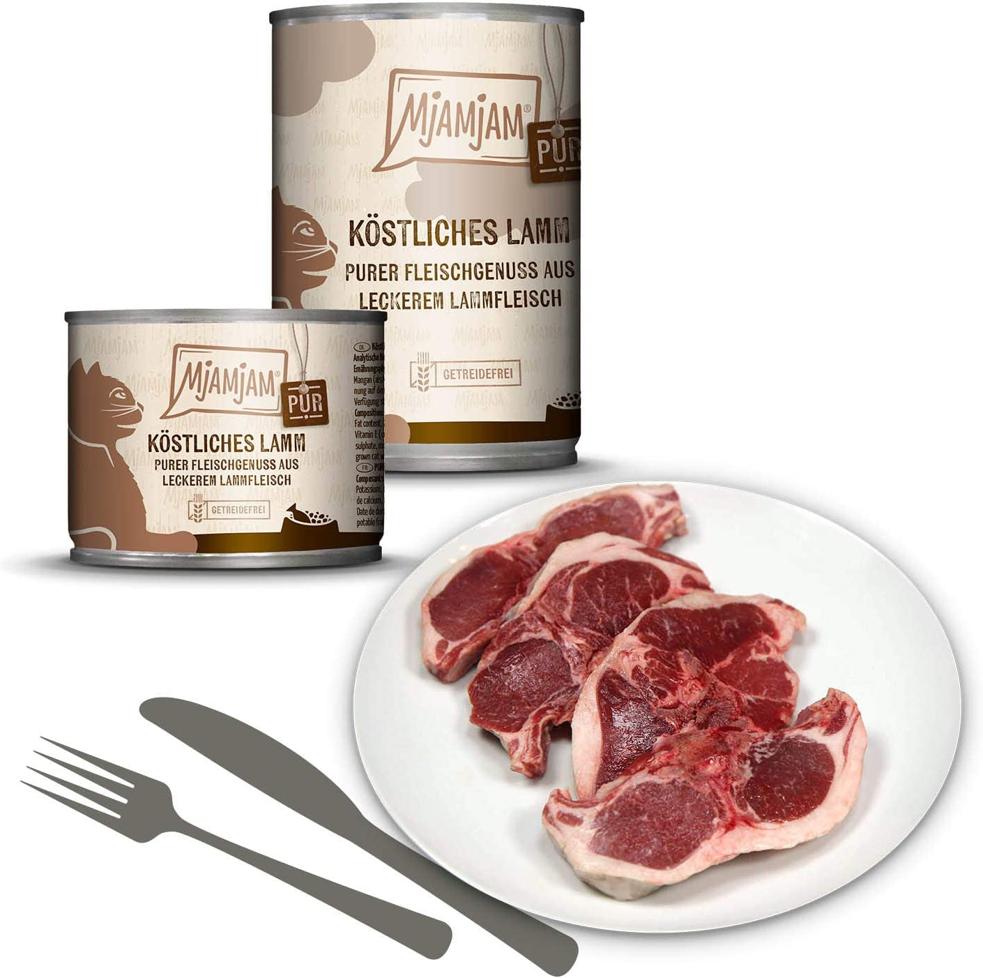 MjAMjAM – Premium-Nassfutter für Katzen – Pack Mix V – reiner Fleischgenuss, 6er-Pack (6 x 400 g), getreidefrei mit extra Fleisch