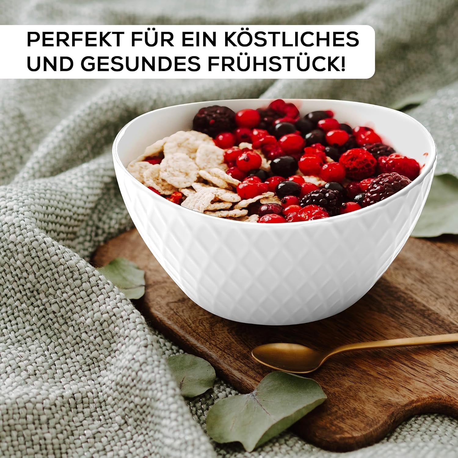 MIAMIO – Keramik-Geschirrset, 24-teilig, kombiniertes Service für 6 – spülmaschinen- und mikrowellengeeignet – Palmanova-Kollektion (weiß)