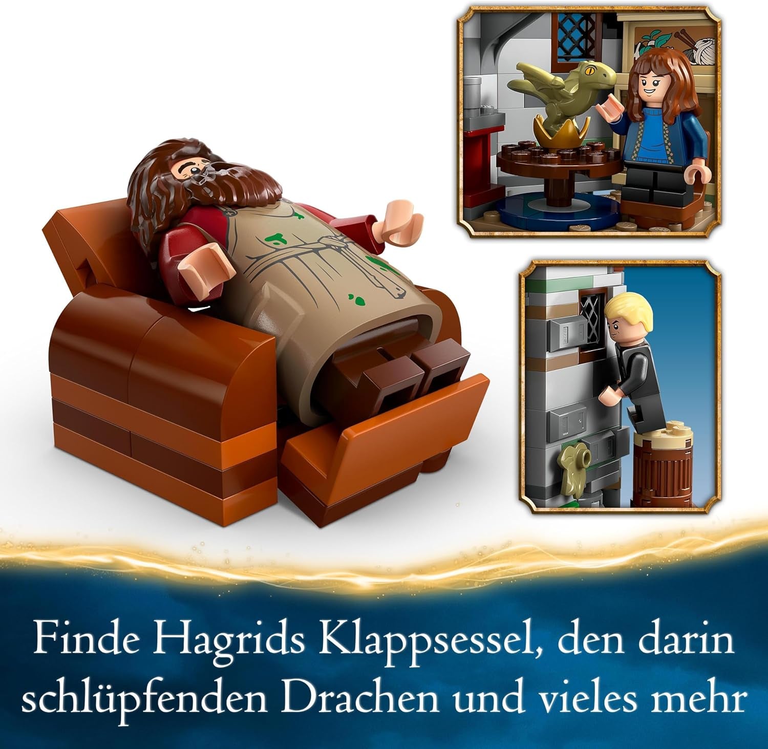 LEGO Harry Potter Hagrids Hütte: Ein unerwarteter Besuch, Set mit 5 Minifiguren und 2 Tierfiguren, Geschenk für Frauen und Männer, magisches Abenteuerspielzeug, Fantasy-Set 76428 Bausets Beuche den LEGO-Store