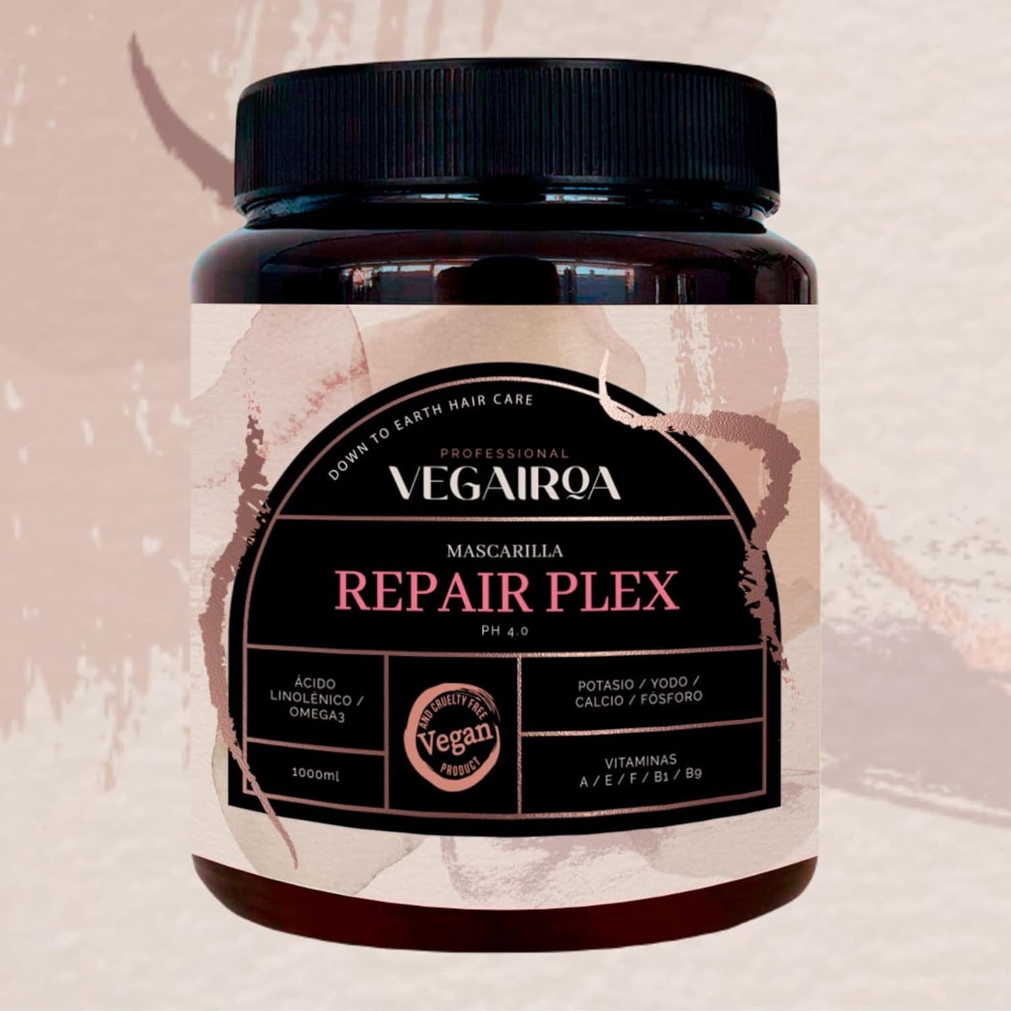 VEGAIROA – Repair Plex Mask – Extreme Repair Mask – Feuchtigkeitsspendend und nährend – Frizz-Schutz – Für chemisch behandeltes Haar – Professionelles veganes Friseurprodukt – 1000 g Naty Shop Haarmaske