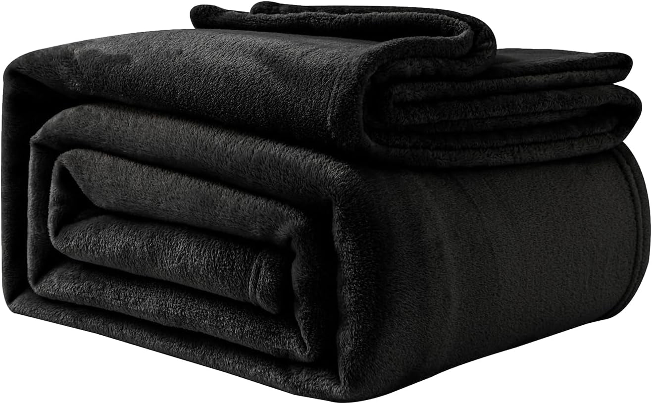 Gemütliche Decke, flauschige Fleecedecke, 130 x 150 cm, Bettdecken, Couchdecke, große weiche Decken und Überwürfe für Erwachsene, Couchüberwürfe, warm, maschinenwaschbar, Schwarz, Good Nite Betten und Bezüge, Schwarz, 130 x 150 cm