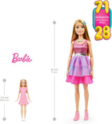 Barbie-Puppe, extragroß (71 cm), rosa Kleid, blondes Haar mit Clip und Halskette, Geschenk für Kinder ab 3 Jahren, HJY02