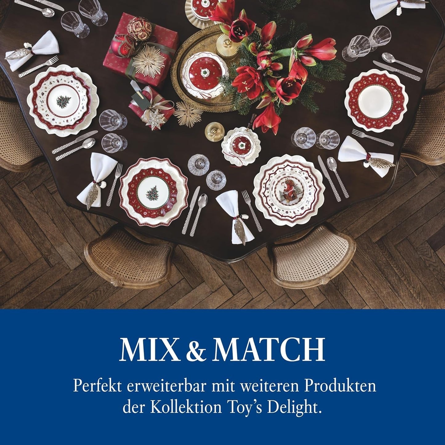 Villeroy & Boch - Toy's Delight Soßenset, 4-teilig, Servierplatte mit Schalen, weihnachtliches Soßenschalen-Set, Spielzeug-Tischdekoration, Serviertablett, Schüsseln, Weihnachtsgeschirr, Premium-Porzellan
