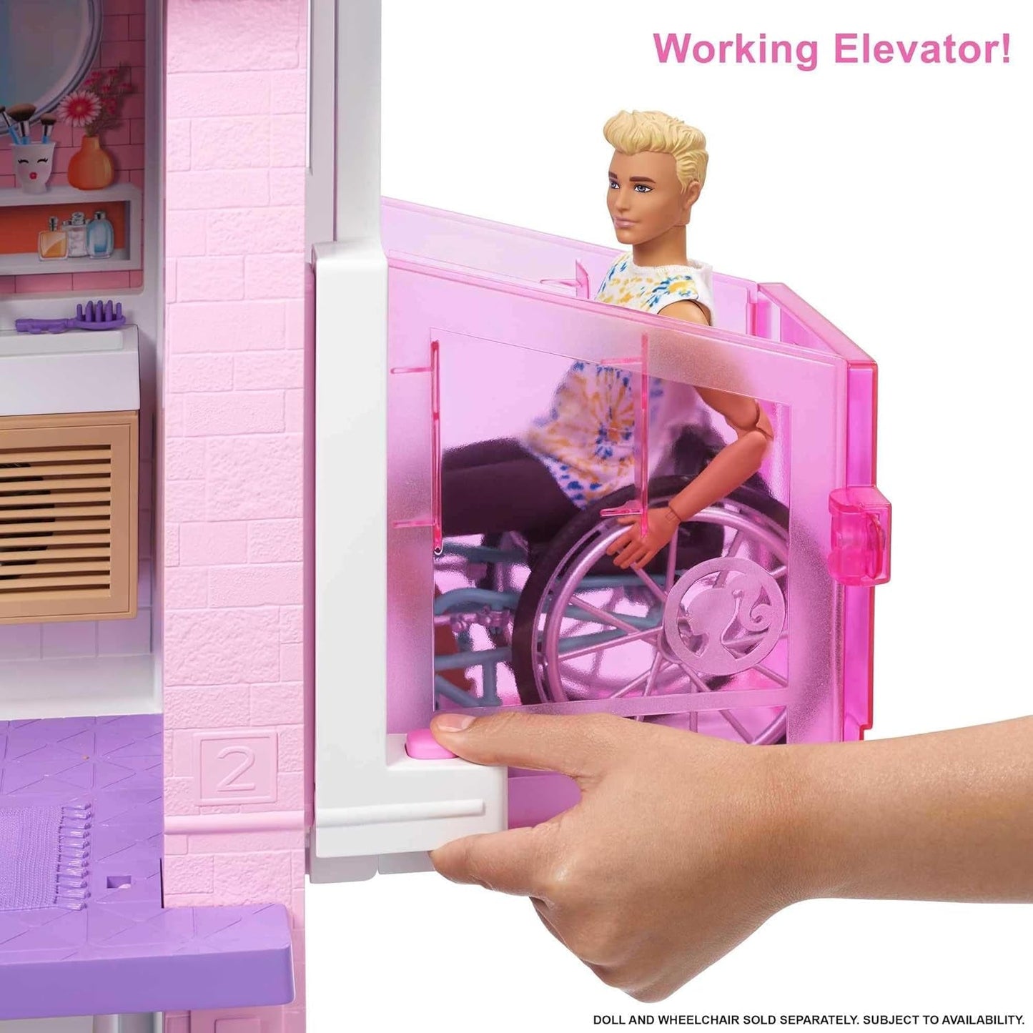 Barbie Dream House (114 cm), 3-stöckiges Puppenhaus, Pool, Rutsche, Rollstuhllift, 75 Zubehörteile, Puppen, geeignet als Geschenk für Kinder ab 3 Jahren, GRG93