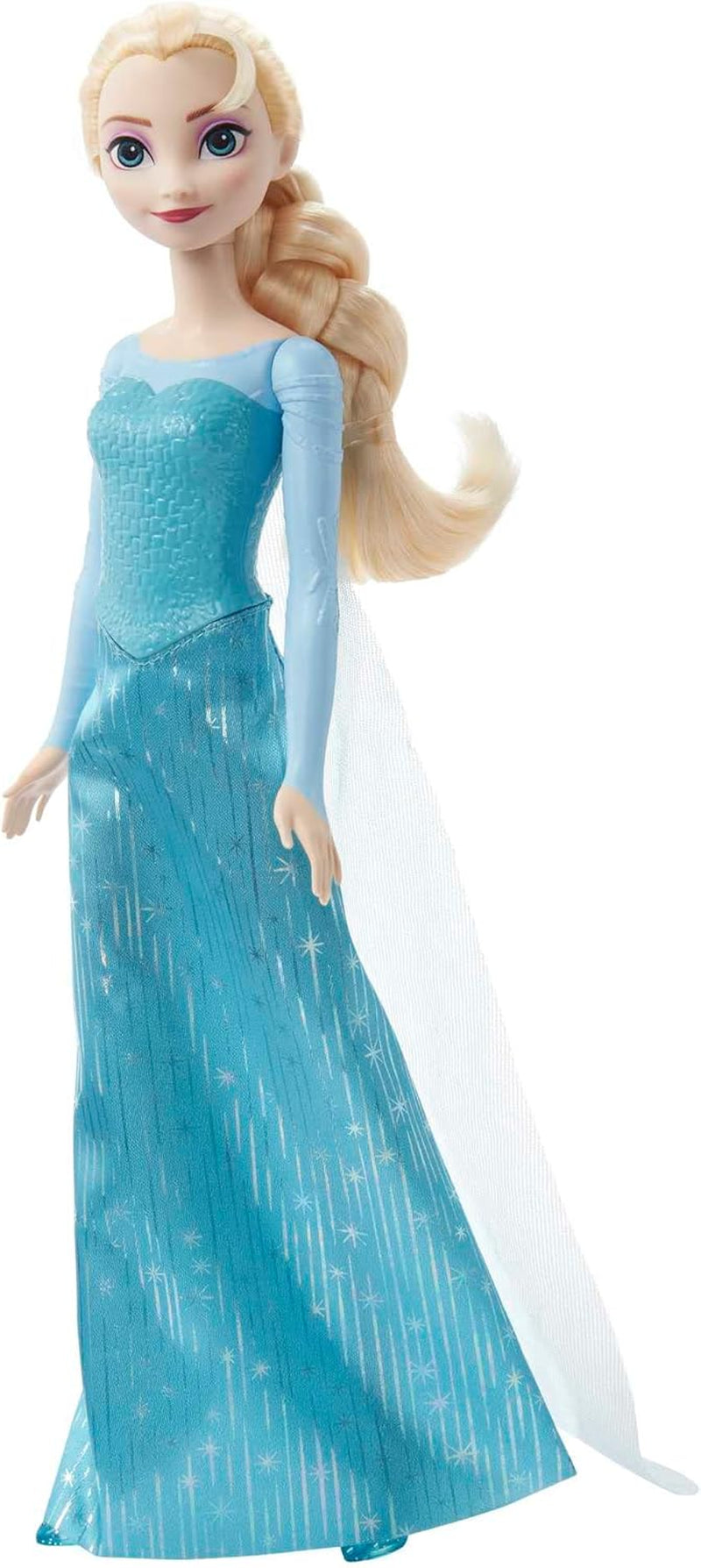 Elsa Mattel Disney Frozen Doll, Frozen Doll, kämmbares blondes Haar, positionierbar, abnehmbare Schuhe, Disney-Geschenke, Spielzeug ab 3 Jahren, HLW47