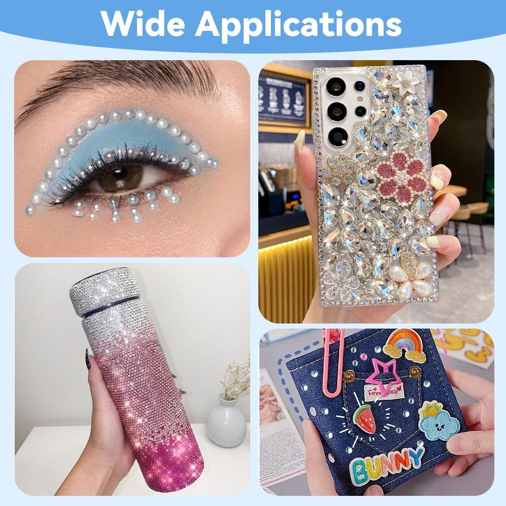 Harz Strasssteine ​​​​4200Pcs Strass Kristalle 1Mm-5Mm Gemischte Kinder Bastelsachen Kit Mit Strass Mit Picking Pinzette Und Stift Für DIY Nägel Kleidung Kunsthandwerk Gemischt Becher Party (A)