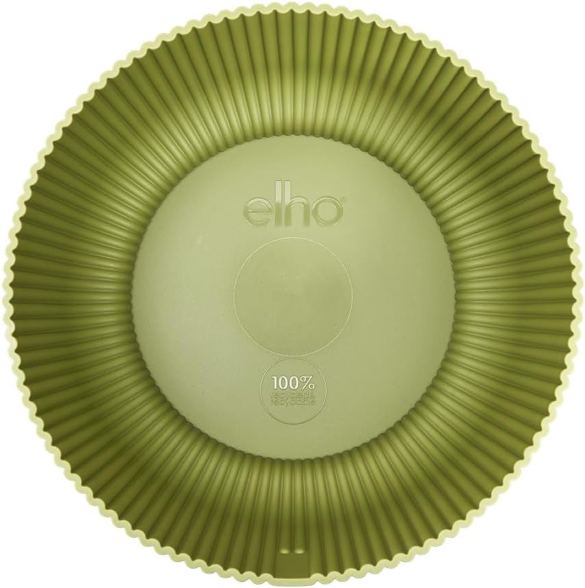 elho Vibes Fold Bowl 25 – Blumentöpfe für den Innenbereich – 100 % recycelter Kunststoff – Ø 24,9 x H 12,1 cm – Grün/Ferngrün