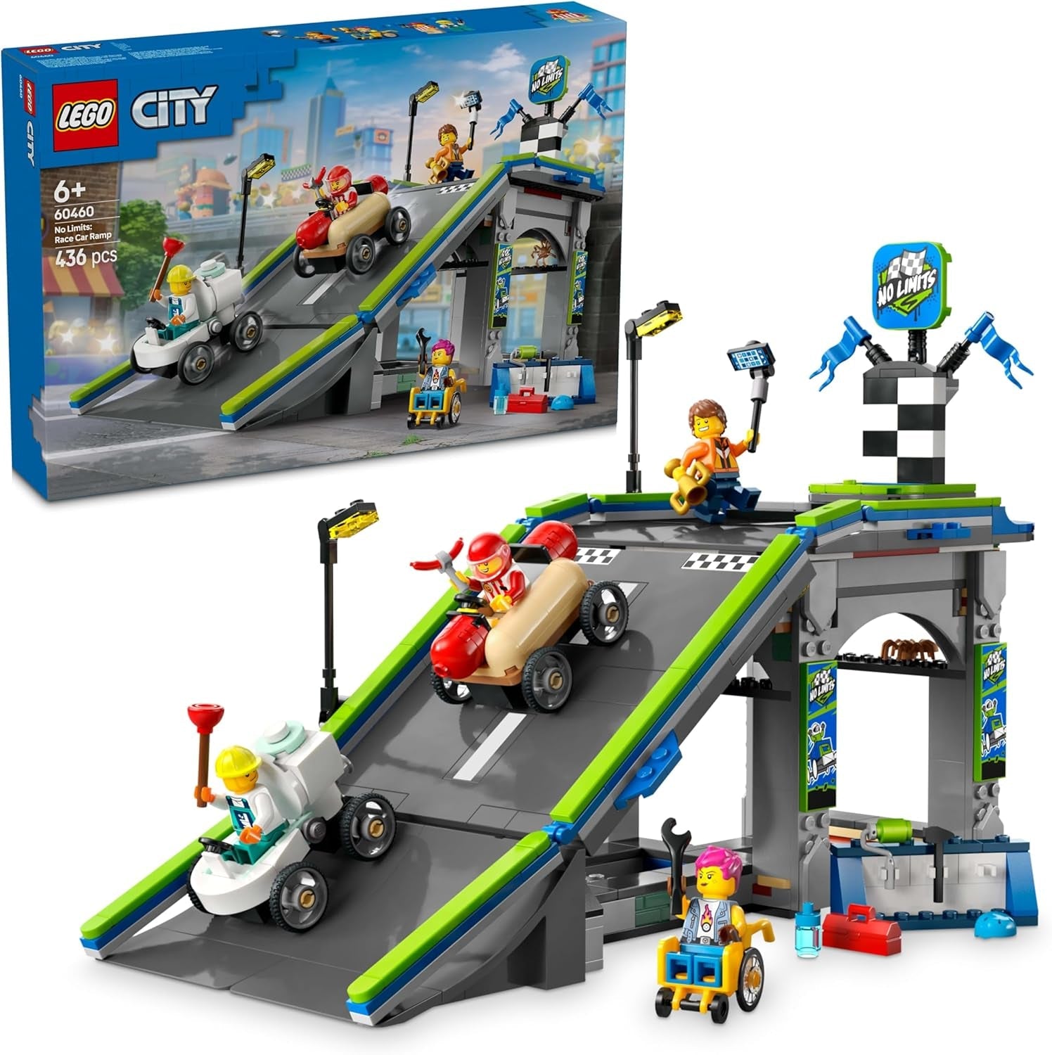 LEGO City No Limits: Seifenkistenrennen mit Rampe – Konstruktionsspielzeug für Jungen und Mädchen ab 6 Jahren – Set mit 2 Seifenkisten und 4 Racer-Minifiguren – Geschenkidee für Kinder 60460 Bausets Besuche den LEGO-Store Standardtitel