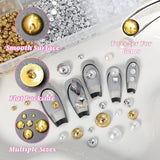 GZMAYUEN 920 Stück Gold Silber Flatback Perlen Für Nägel, Halbrunde Weiße Beige Nagelperlen, Kleine Halbrunde Flatback Perlen Für DIY Nail Art Decor