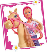 Simba 105730939 – Steffi Love Reit-Outfit, 2 Pferde, voll bewegliche Modepuppe, 29 cm, für Kinder ab 3 Jahren