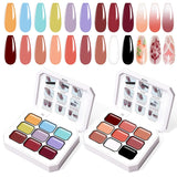 Farbverlaufs-Malgel, 12 Farben, Ombre-Gel-Nagellack mit 100 Nagelschwämmen und 4 Krallen, Metallgreifer für French-Maniküre, DIY-Nagelkunst, Set I