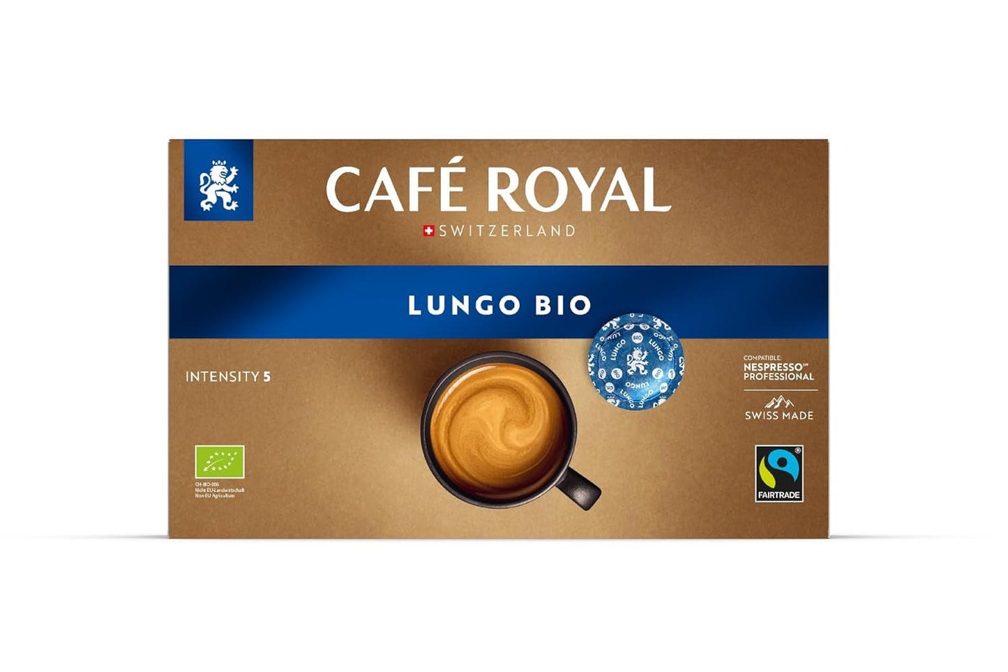 Café Royal Professional Pads, Bio Lungo, 50 Nespresso (R) Professional kompatible Pads für Büro und Gastronomie, Bio und Fairtrade zertifiziert, 100 Prozent Arabica, Intensität 5
