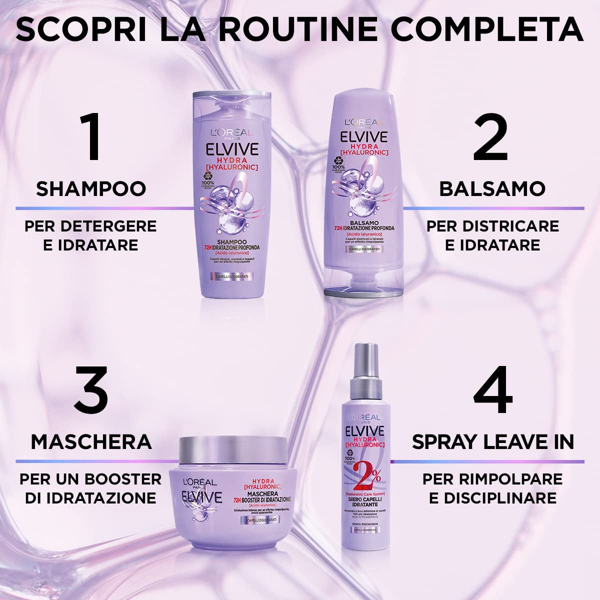 L'Or?al Paris Elvive Hydra Hyaluronic Maschera 72H Booster di Idratazione 300 ml Haarmaske Naty Shop