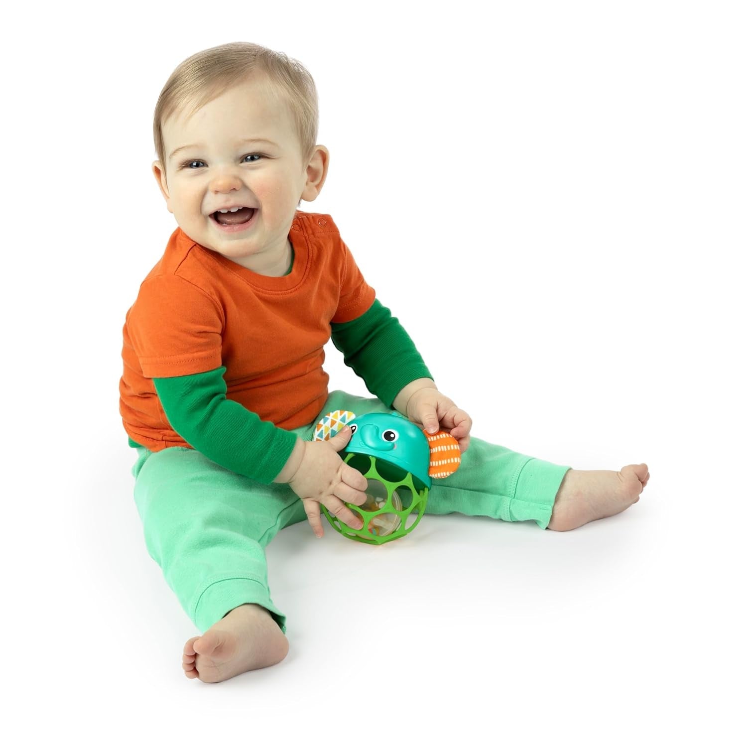 Bright Starts Giggle & Glow Bell, im Dunkeln leuchtendes Elefantenspielzeug Oball, leicht zu fangen, Neugeborene und Unisex-Babyspielzeug, Naty Shop
